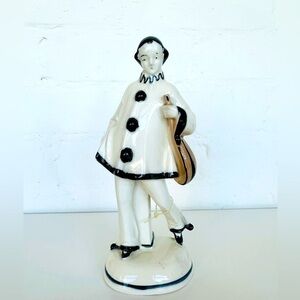 VTG Romantic 1930s Pierrot Figurine‎ Holding A Mandolin Germany Clown